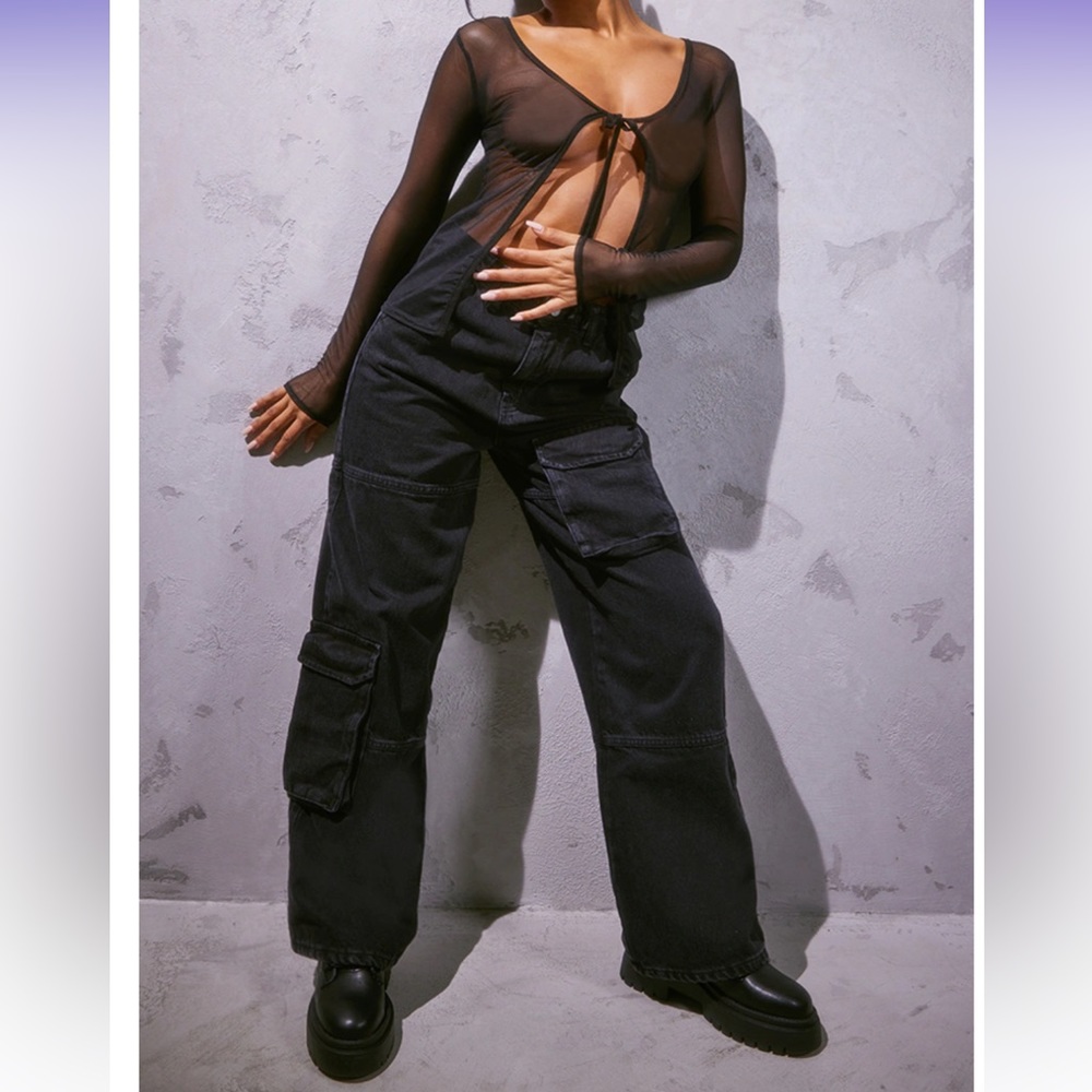 PLT Black Cargo Pocket Wide
Leg Jeans
